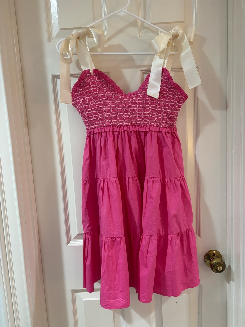 Lovelo Pink Tie-Shoulder Smocked Dress